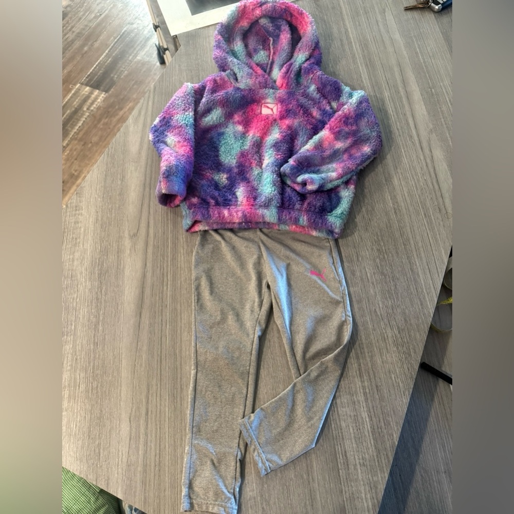 Puma Evide Toddler Sherpa Hoodie + Leggings Set Size 4